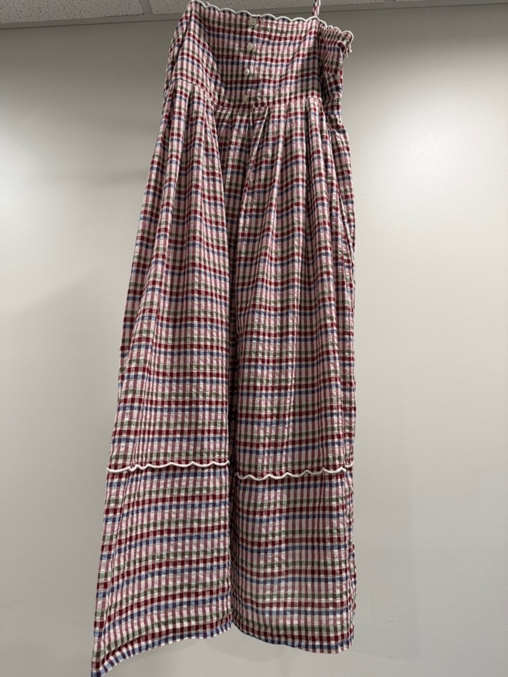 Madewell Red and White Plaid Maxi Sundress with Spaghetti Straps